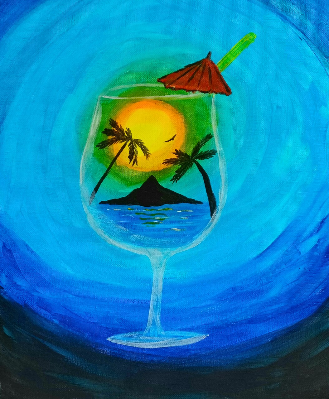 Paint Kit - Tropical Dreams Acrylic Painting Kit & Video Lesson, DIY Craft, Painting Gift Set, Beginner Painting, Paint At Home, Paint Party